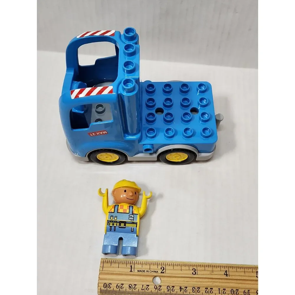 LEGO DUPLO Worker Figure with Blue Construction Truck